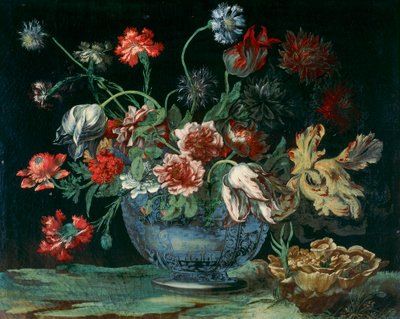 Basin of Chinese porcelain with a bunch of flowers by Andrea the Elder Scacciati